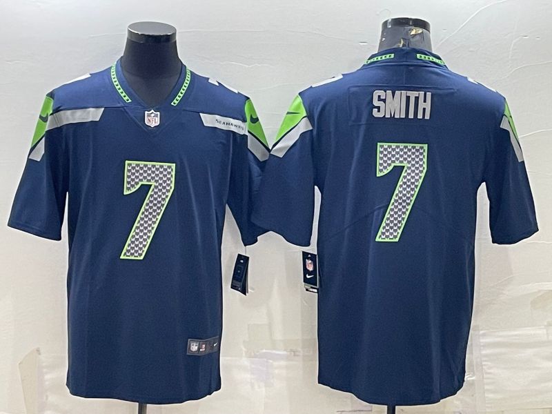 Men Seattle Seahawks #7 Smith Blue 2022 Nike New Vapor Untouchable Limited NFL Jersey
